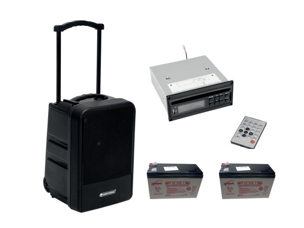 OMNITRONIC Set MOM-10BT4 Modular-Drahtlos-PA-System + CD-Player mit USB&amp;SD + 2x Akku