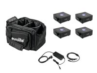 EUROLITE Set 4x AKKU Flat Light 1 schwarz + Soft-Bag + Ladeger&auml;t
