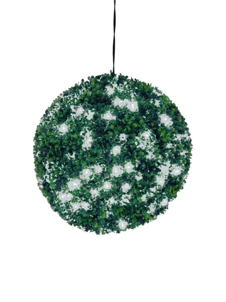EUROPALMS Buchsbaumkugel mit weißen LEDs, künstlich, 40cm