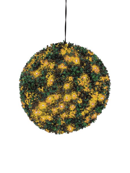 EUROPALMS Buchsbaumkugel mit orangenen LEDs,künstlich,  40cm