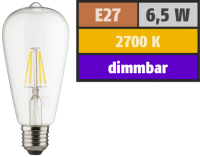 LED Filament Glühlampe, E27 / ST64, 6,5W, 810lm,...