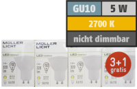 LED-Strahler, GU10, 5W, 320lm, 2700K, warmweiß, 3+1...