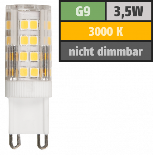 LED-Stiftsockellampe McShine, G9, 3,5W, 300lm, 3000K, warmweiß