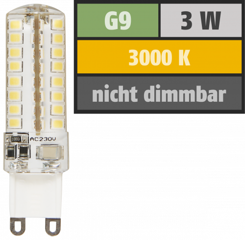 LED-Stiftsockellampe McShine Silicia, G9, 3W, 320 lm, warmweiß
