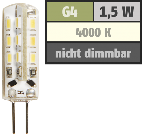 LED-Stiftsockellampe McShine Silicia, G4, 1,5W, 120 lm, neutralweiß