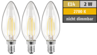 LED Filament Set McShine, 3x Kerzenlampe, E14, 2W, 200lm,...