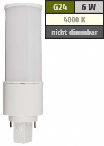 LED-Strahler McShine G24, 6W, 600lm, 120°, Ø41x139mm, neutralweiß