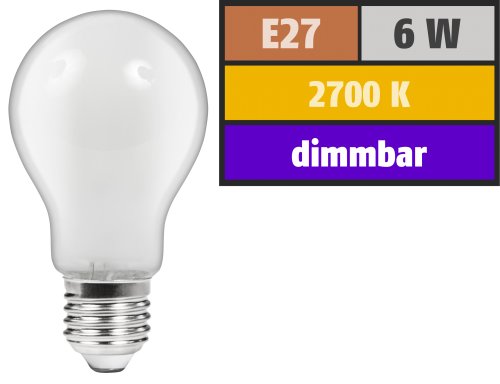 LED Filament Glühlampe McShine Filed, E27, 6W, 540 lm, warmweiß, dimmbar, matt