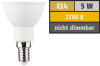 LED Reflektor PAR16, E14, 5W, 350lm, 2700K, warmweiß