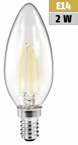 LED Filament Kerzenlampe McShine Filed, E14, 2W, 200 lm, warmweiß, klar