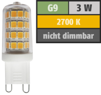 LED Stiftsockellampe, G9, 3W, 300lm, 2700K, warmwei&szlig;