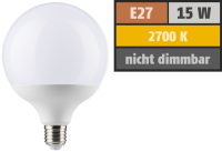 LED Globelampe E27, 15W, 1520lm, 2700K, warmweiß