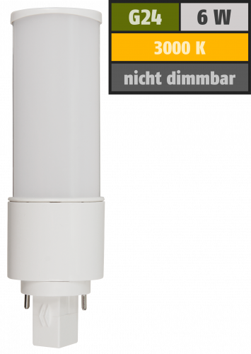 LED-Strahler McShine G24, 6W, 600lm, 120°, Ø41x139mm, warmweiß