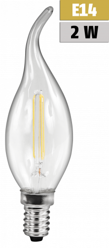 LED Filament Kerzenlampe Windstoß McShine Filed, E14, 2W, 200 lm, warmweiß, klar