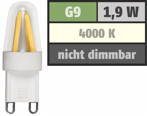 LED-Stiftsockellampe Filament McShine Silicia, G9, 1,9 W, 180 lm, neutralweiß