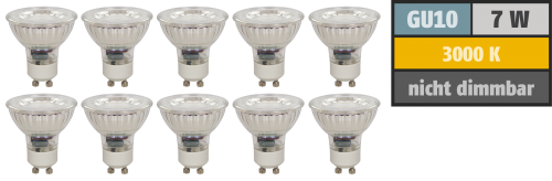LED-Strahler McShine MCOB GU10, 7W, 550 lm, warmweiß, 10er-Pack