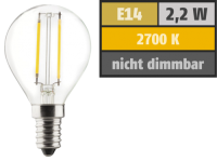 LED Filament Tropfenlampe, E14, 2,2W, 250lm, 2700K,...