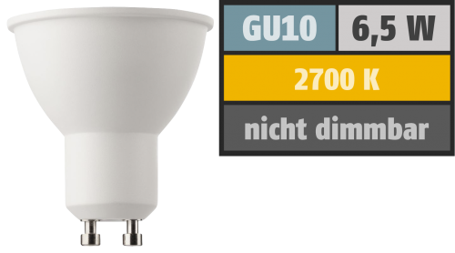 LED-Strahler GU10, 6,5W, 430lm, 2700K, warmweiß