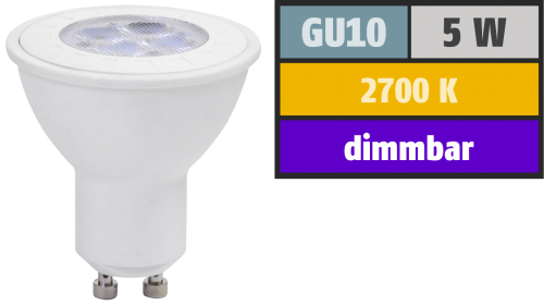 LED-Strahler GU10, 5W, 320lm, 2700K, warmweiß, dimmbar