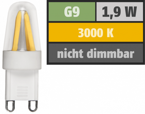LED-Stiftsockellampe Filament McShine Silicia, G9, 1,9W, 180 lm, warmweiß